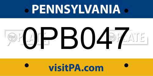 0PB047 Pennsylvania License Plate
