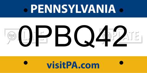 0PBQ42 Pennsylvania License Plate