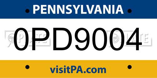 0PD9004 Pennsylvania License Plate