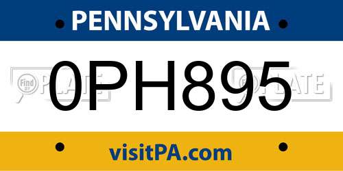 0PH895 Pennsylvania License Plate