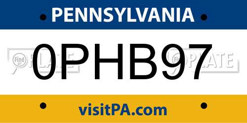 0PHB97 Pennsylvania License Plate