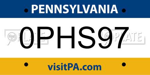 0PHS97 Pennsylvania License Plate