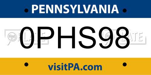 0PHS98 Pennsylvania License Plate