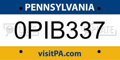 0PIB337 Pennsylvania License Plate