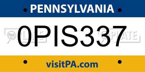 0PIS337 Pennsylvania License Plate