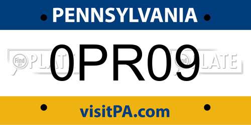 0PR09 Pennsylvania License Plate