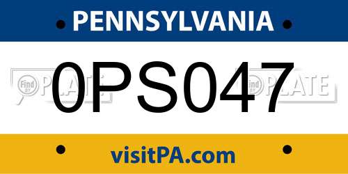 0PS047 Pennsylvania License Plate