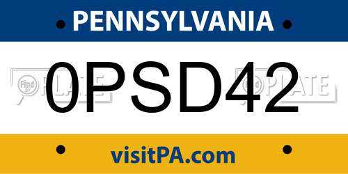 0PSD42 Pennsylvania License Plate
