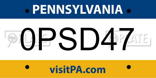 0PSD47 Pennsylvania License Plate