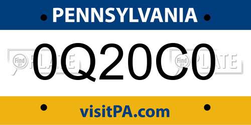 0Q20C0 Pennsylvania License Plate