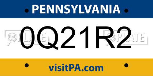 0Q21R2 Pennsylvania License Plate