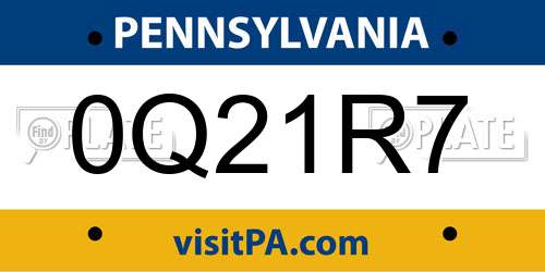 0Q21R7 Pennsylvania License Plate
