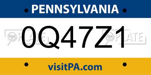 0Q47Z1 Pennsylvania License Plate