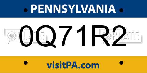 0Q71R2 Pennsylvania License Plate