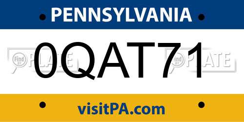 0QAT71 Pennsylvania License Plate
