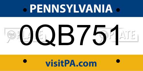 0QB751 Pennsylvania License Plate
