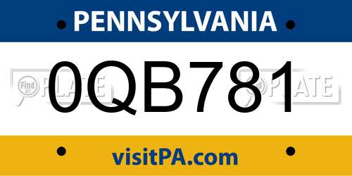 0QB781 Pennsylvania License Plate