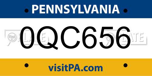 0QC656 Pennsylvania License Plate