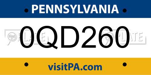 0QD260 Pennsylvania License Plate