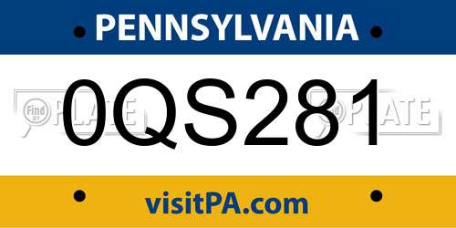0QS281 Pennsylvania License Plate