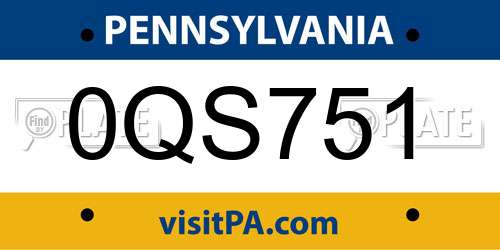 0QS751 Pennsylvania License Plate