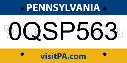 0QSP563 Pennsylvania License Plate