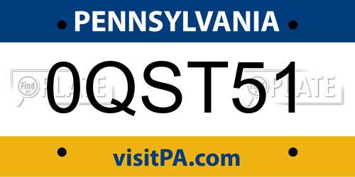 0QST51 Pennsylvania License Plate