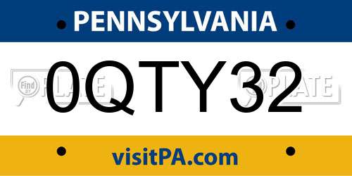 0QTY32 Pennsylvania License Plate