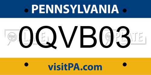 0QVB03 Pennsylvania License Plate