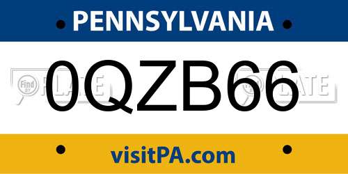 0QZB66 Pennsylvania License Plate