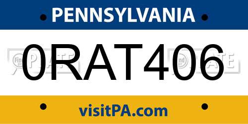 0RAT406 Pennsylvania License Plate