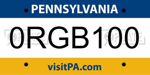 0RGB100 Pennsylvania License Plate