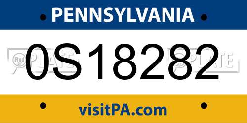 0S18282 Pennsylvania License Plate