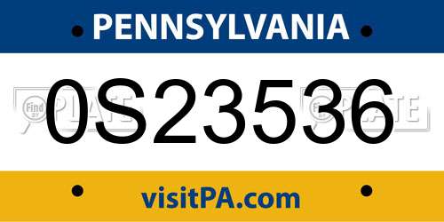 0S23536 Pennsylvania License Plate