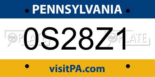 0S28Z1 Pennsylvania License Plate