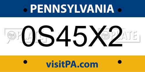 0S45X2 Pennsylvania License Plate