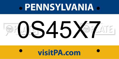 0S45X7 Pennsylvania License Plate