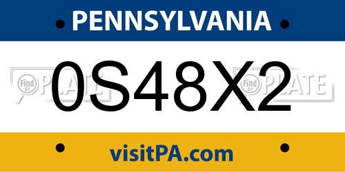 0S48X2 Pennsylvania License Plate