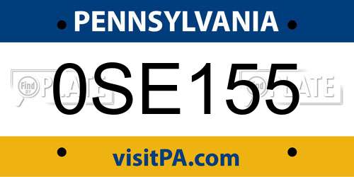0SE155 Pennsylvania License Plate