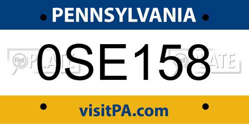 0SE158 Pennsylvania License Plate