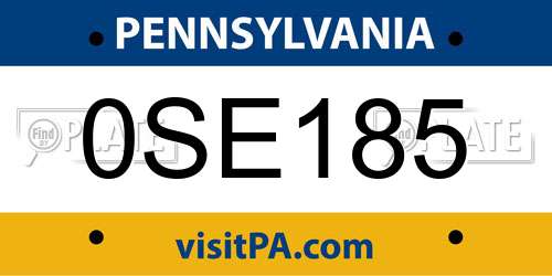 0SE185 Pennsylvania License Plate