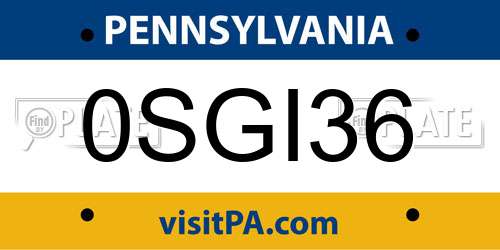 0SGI36 Pennsylvania License Plate