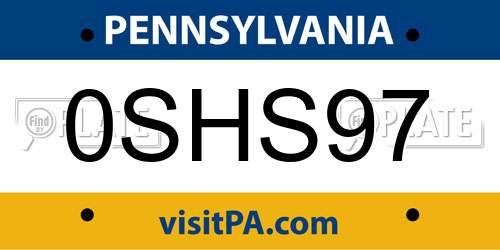 0SHS97 Pennsylvania License Plate
