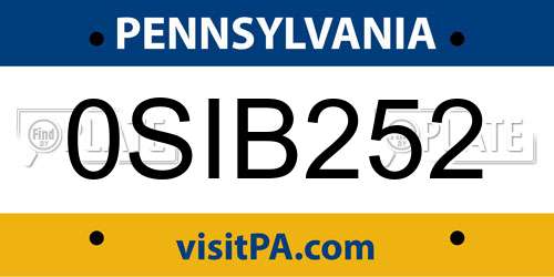 0SIB252 Pennsylvania License Plate