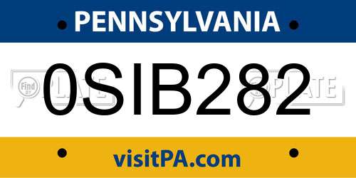 0SIB282 Pennsylvania License Plate