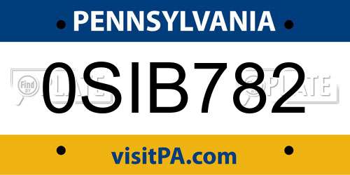 0SIB782 Pennsylvania License Plate
