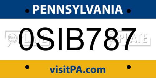 0SIB787 Pennsylvania License Plate