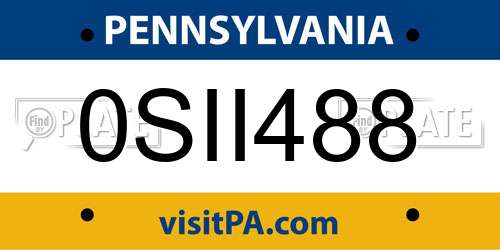 0SII488 Pennsylvania License Plate