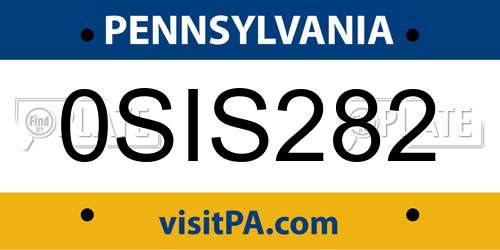 0SIS282 Pennsylvania License Plate