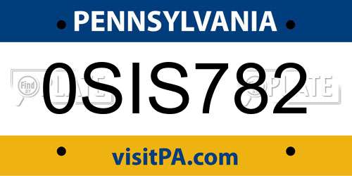 0SIS782 Pennsylvania License Plate